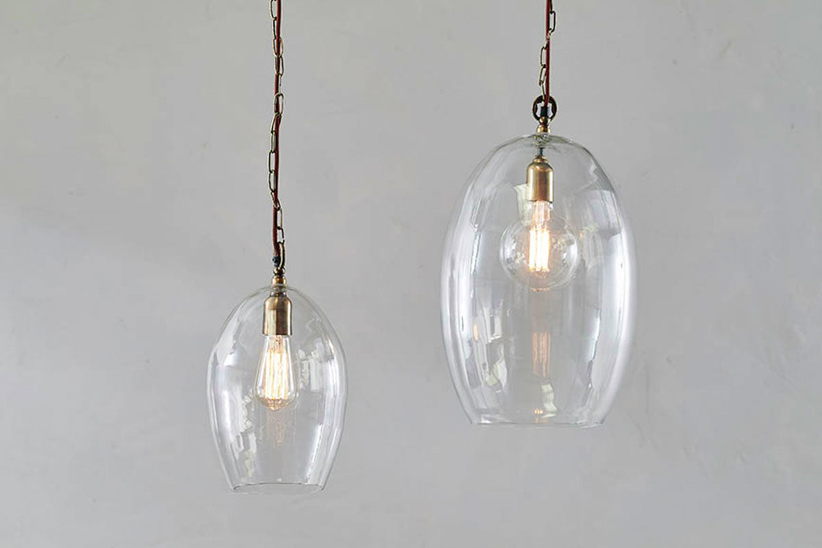 Nkuku Otoro Recycled Clear Glass Pendant Large Oval – from Amos Lighting + Home