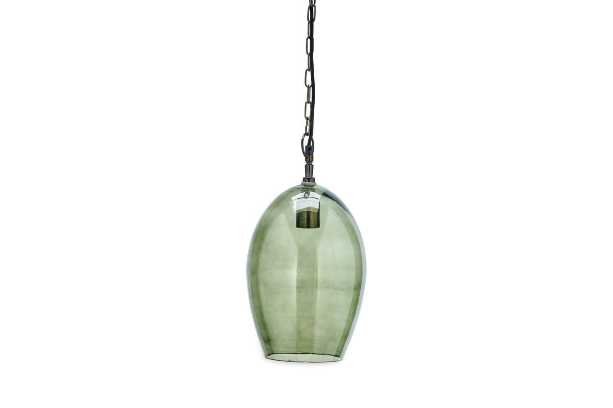Nkuku Otoro Recycled Green Glass Pendant Large Oval – from Amos Lighting + Home