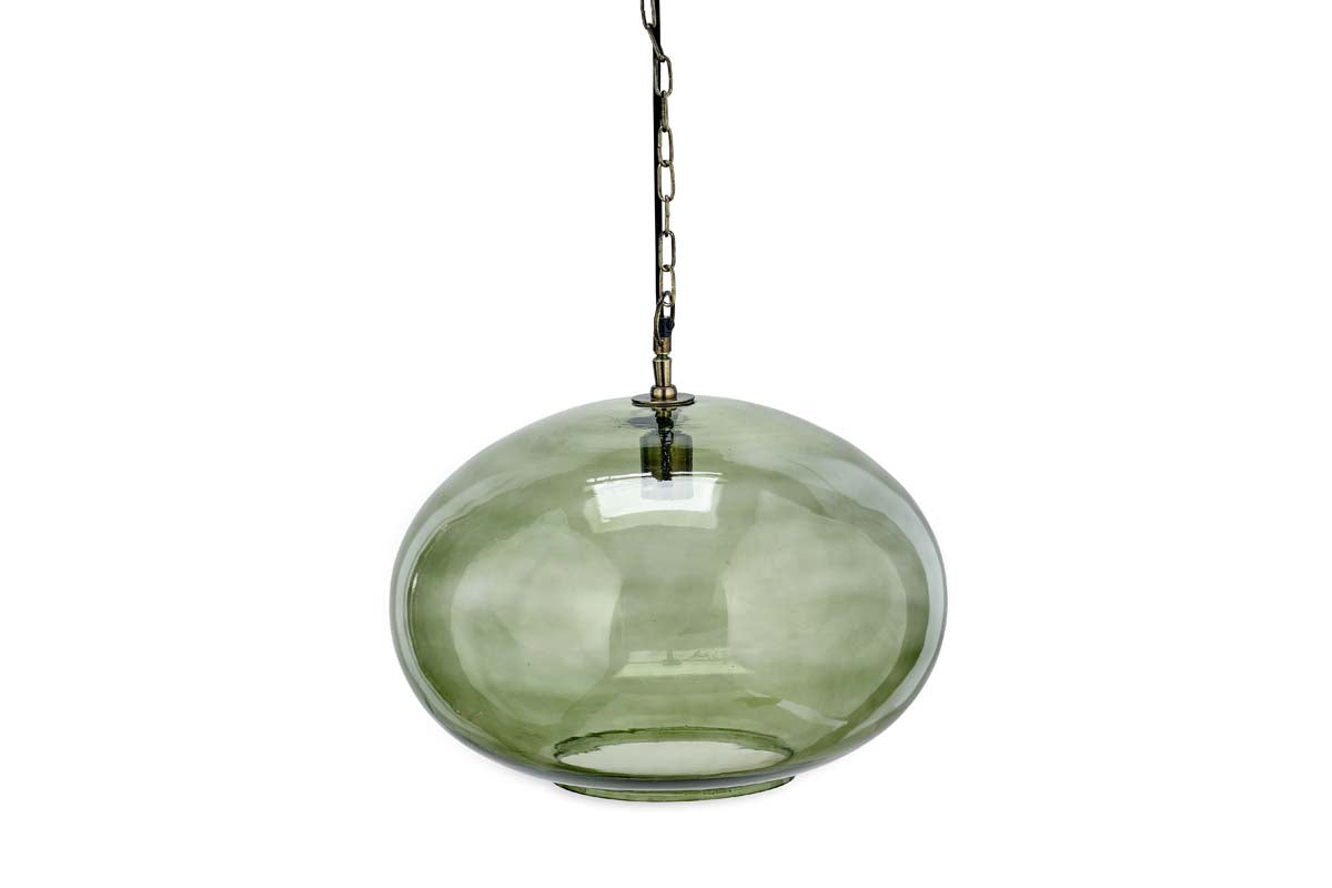 Nkuku Otoro Recycled Green Glass Pendant Large Round – from Amos Lighting + Home