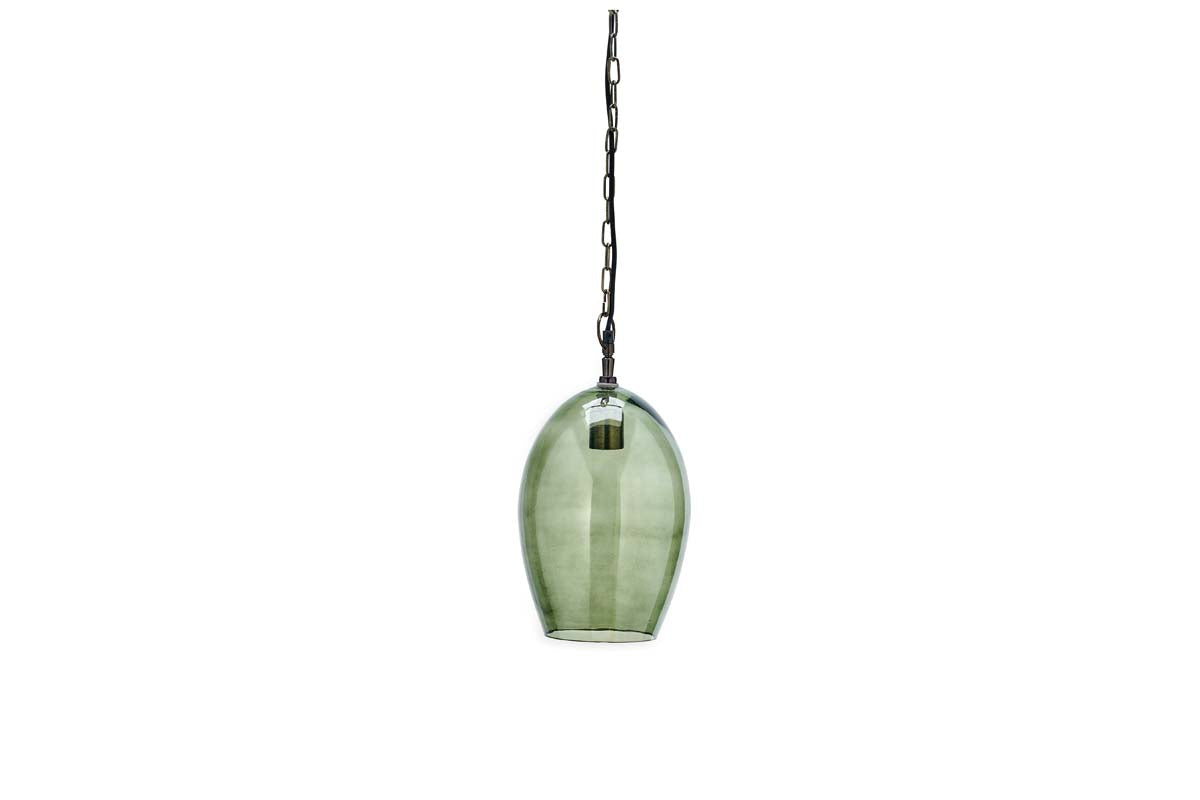 Nkuku Otoro Recycled Green Glass Pendant Small Oval – from Amos Lighting + Home