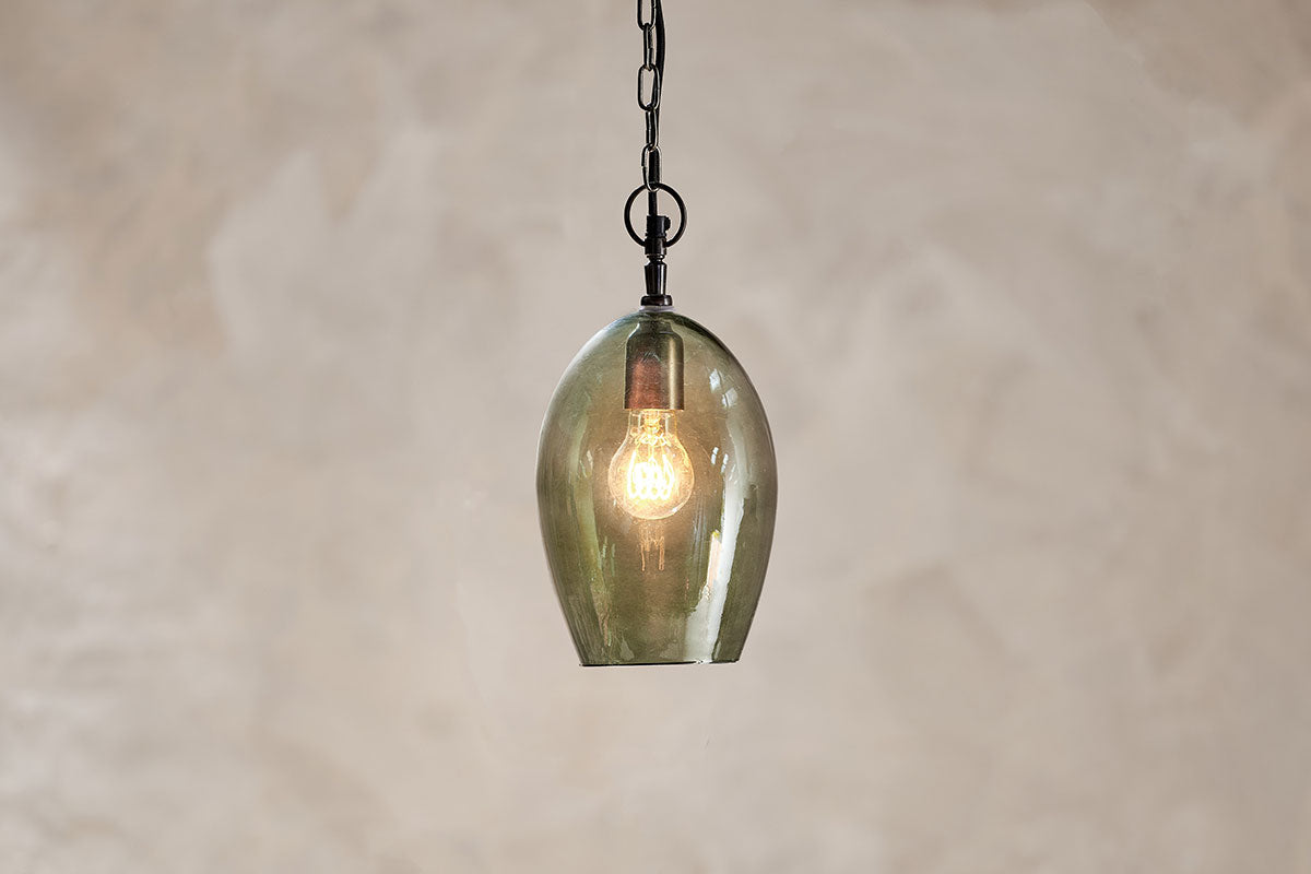 Nkuku Otoro Recycled Green Glass Pendant Small Oval – from Amos Lighting + Home