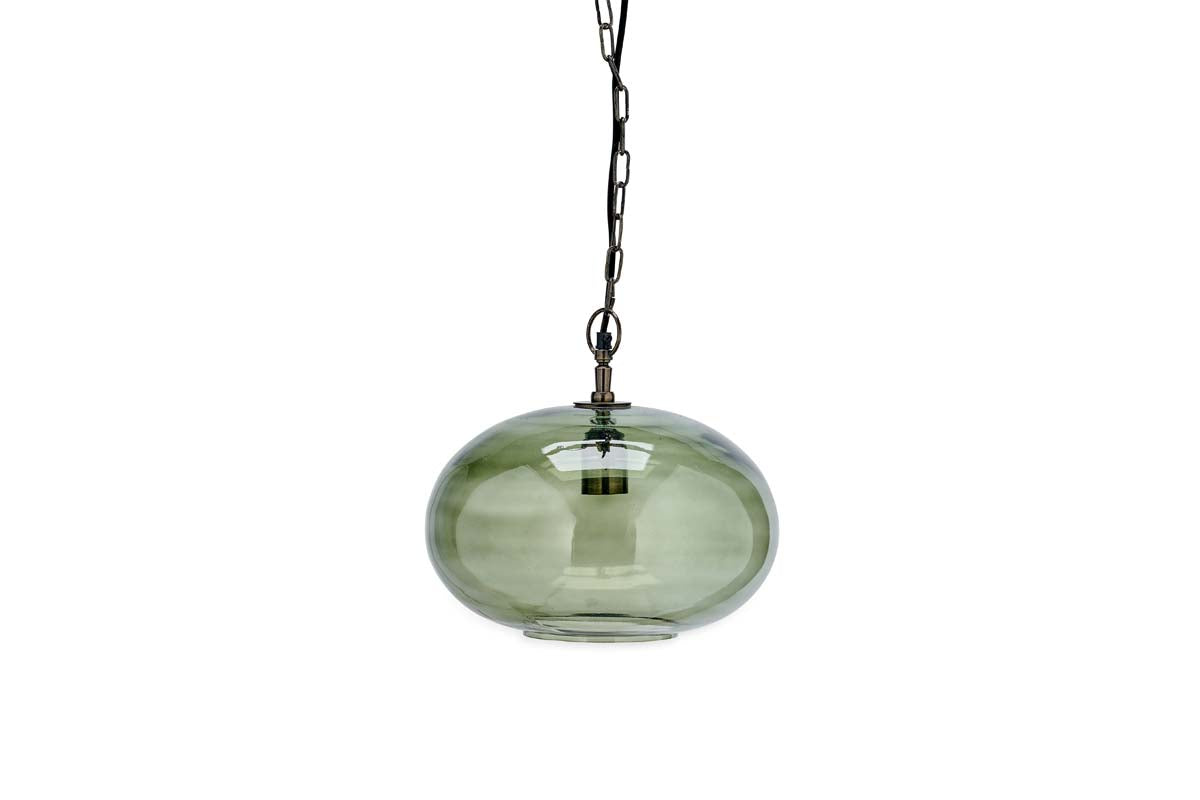 Nkuku Otoro Recycled Green Glass Pendant Small Round – from Amos Lighting + Home