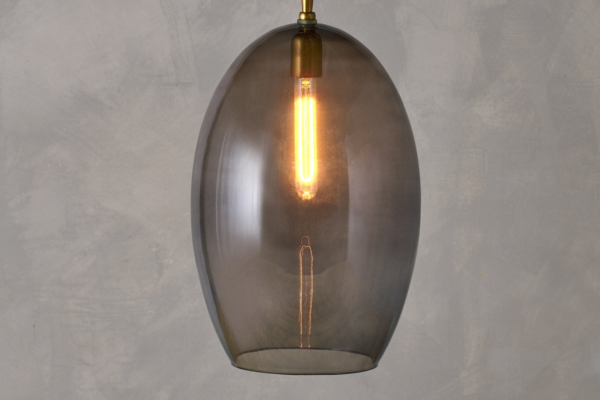 Nkuku Otoro Recycled Smoke Glass Pendant Large Oval – from Amos Lighting + Home