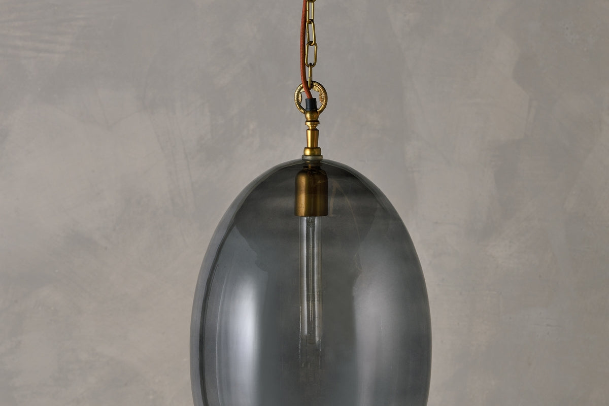 Nkuku Otoro Recycled Smoke Glass Pendant Large Oval – from Amos Lighting + Home