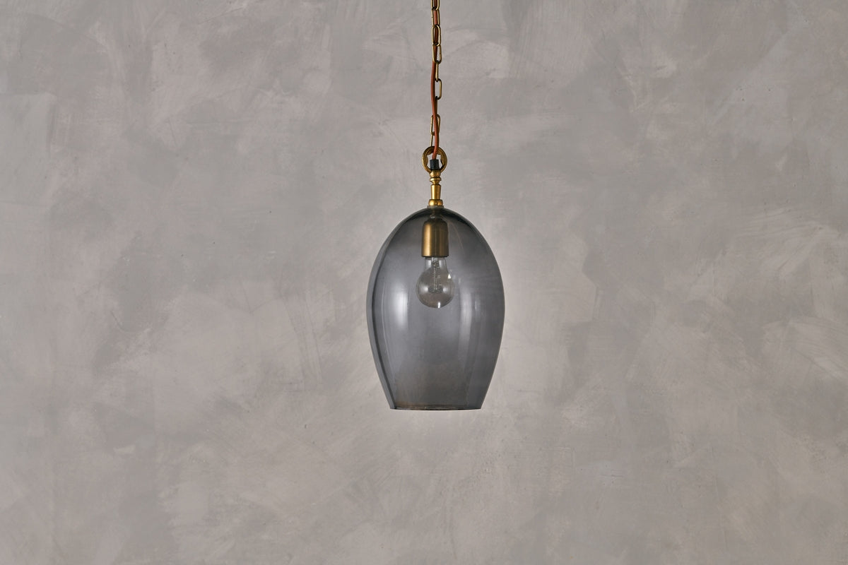 Nkuku Otoro Recycled Smoke Glass Pendant Large Oval – from Amos Lighting + Home