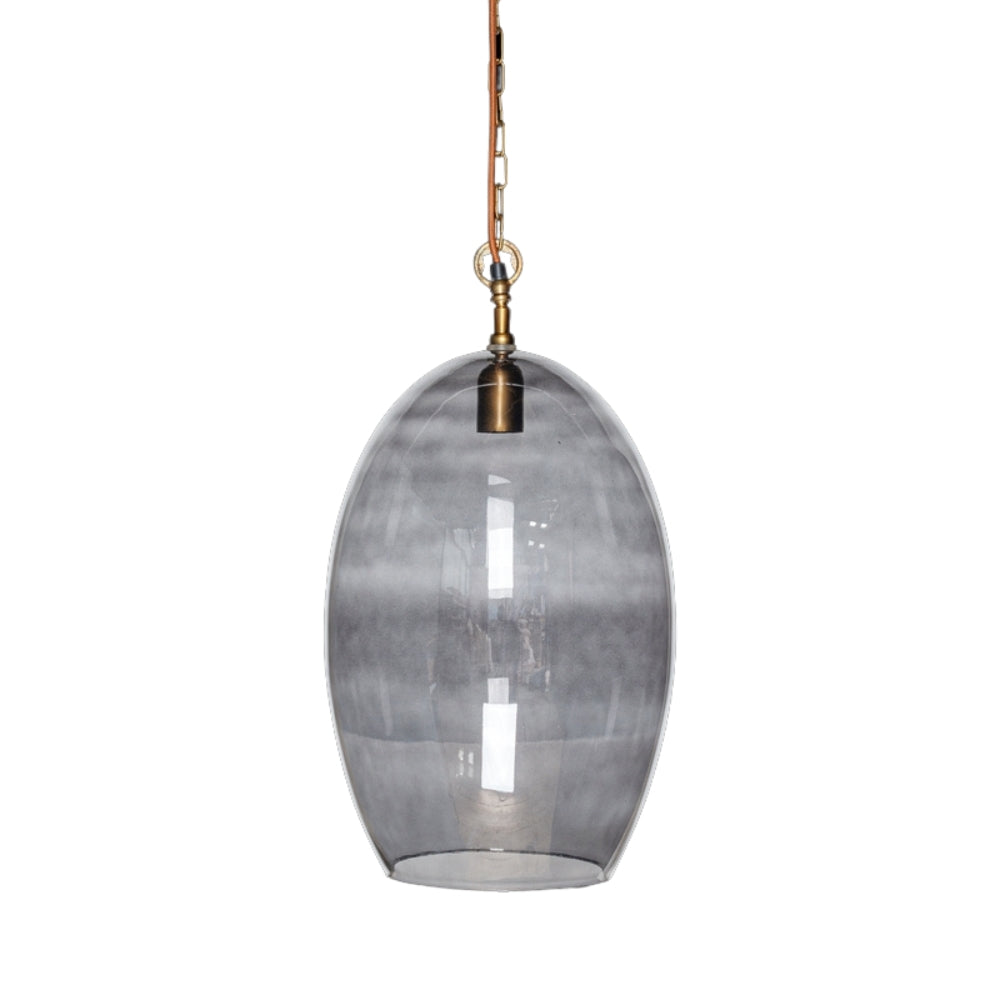 Nkuku Otoro Recycled Smoke Glass Pendant Large Oval – from Amos Lighting + Home