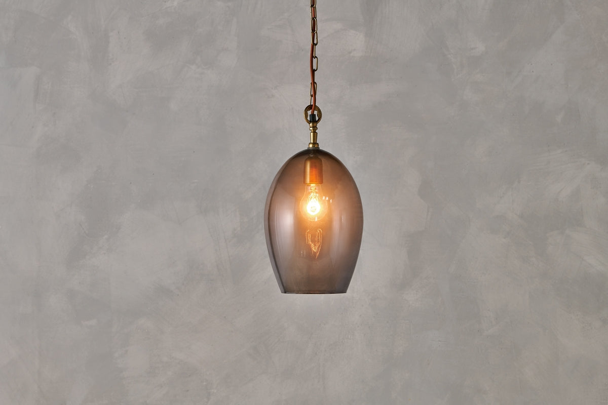 Nkuku Otoro Recycled Smoke Glass Pendant Large Oval – from Amos Lighting + Home