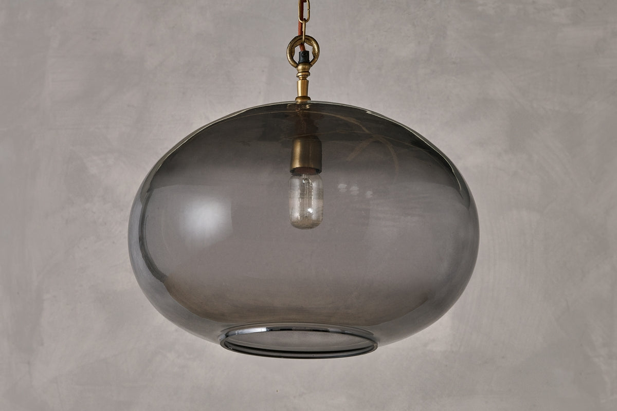 Nkuku Otoro Recycled Smoke Glass Pendant Large Round – from Amos Lighting + Home