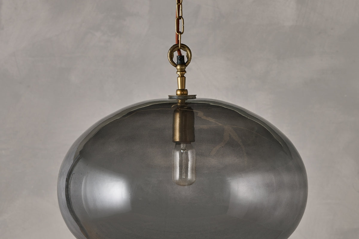 Nkuku Otoro Recycled Smoke Glass Pendant Large Round – from Amos Lighting + Home