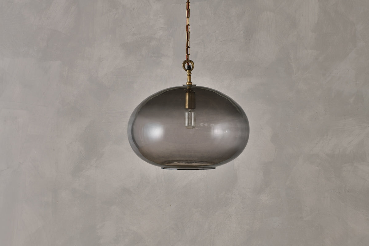 Nkuku Otoro Recycled Smoke Glass Pendant Large Round – from Amos Lighting + Home