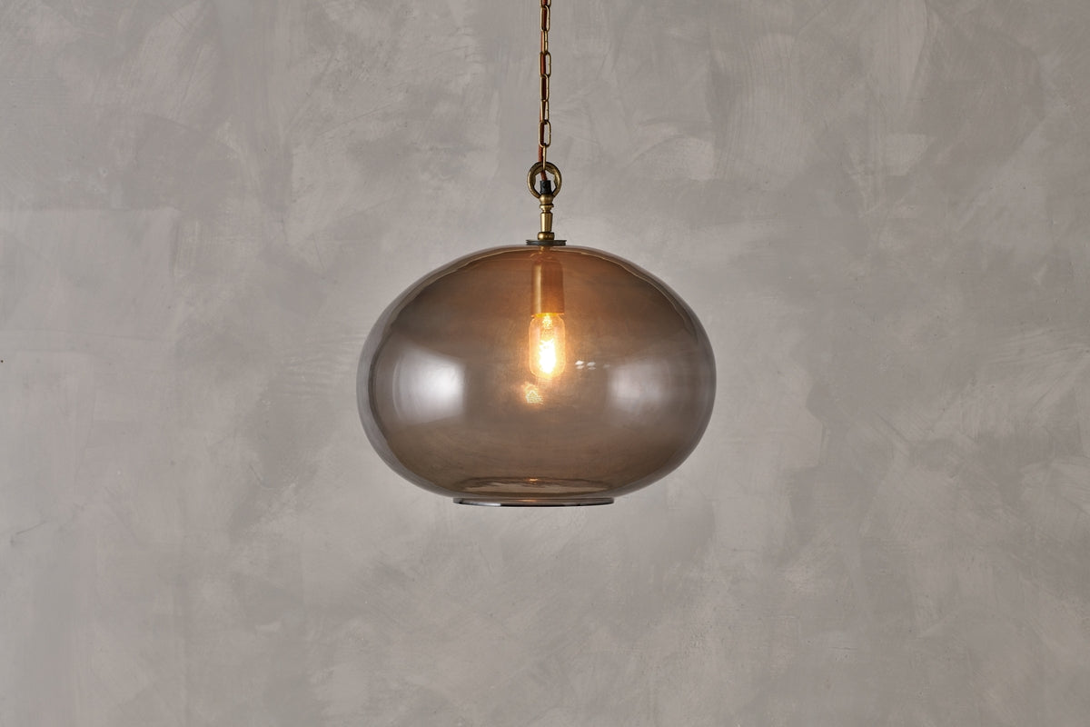Nkuku Otoro Recycled Smoke Glass Pendant Large Round – from Amos Lighting + Home