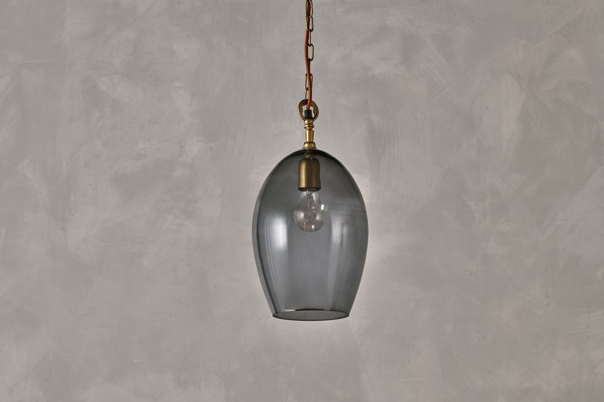 Nkuku Otoro Recycled Smoke Glass Pendant Small Oval – from Amos Lighting + Home