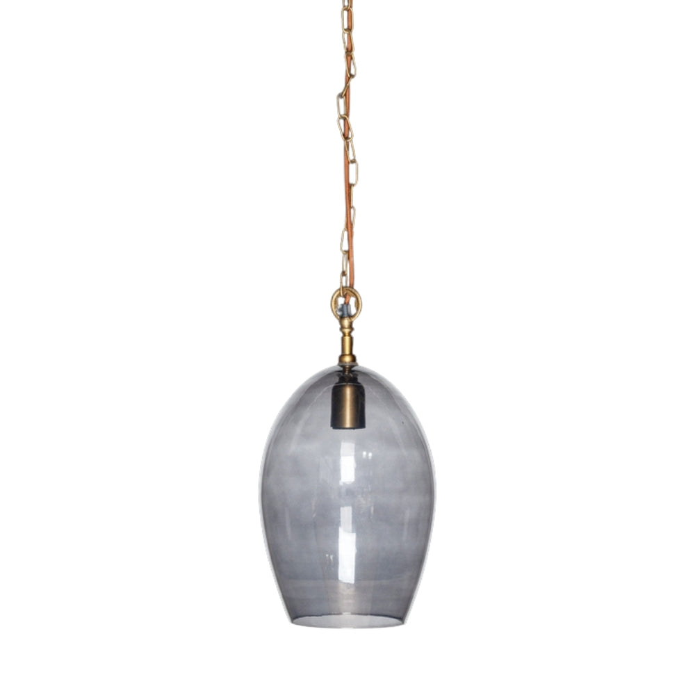 Nkuku Otoro Recycled Smoke Glass Pendant Small Oval – from Amos Lighting + Home