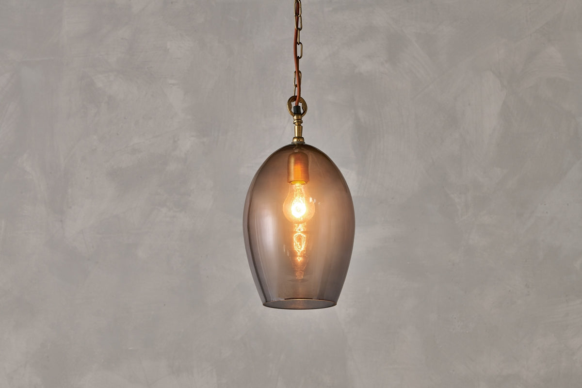 Nkuku Otoro Recycled Smoke Glass Pendant Small Oval – from Amos Lighting + Home