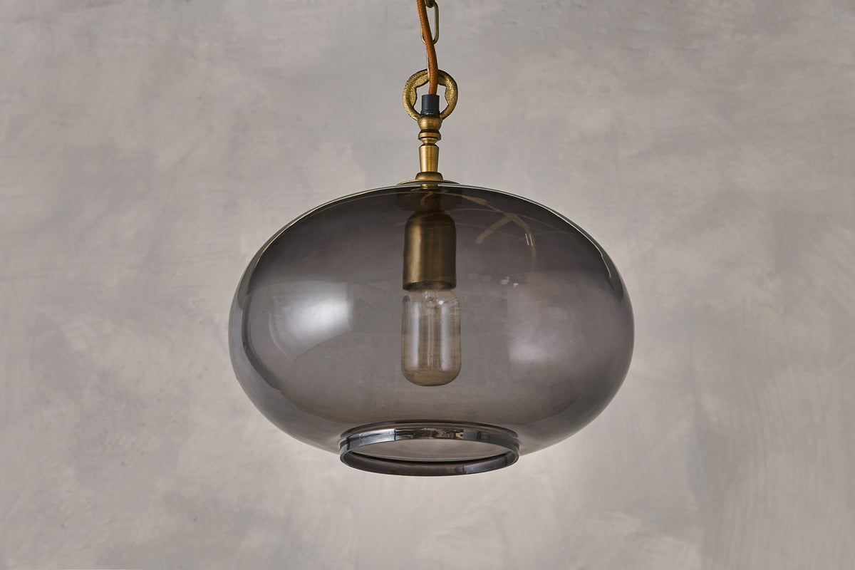 Nkuku Otoro Recycled Smoke Glass Pendant Small Round – from Amos Lighting + Home