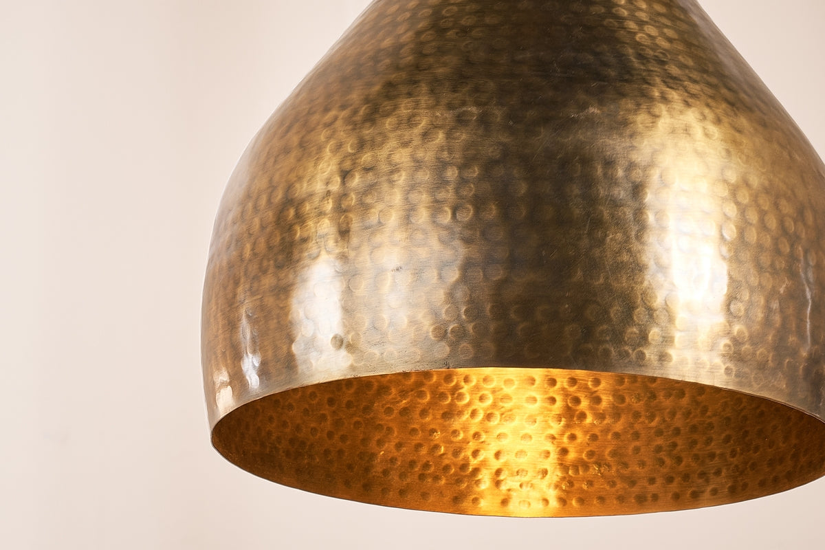Nkuku Quinn Hammered Metal Pendant Antique Brass Small – from Amos Lighting + Home