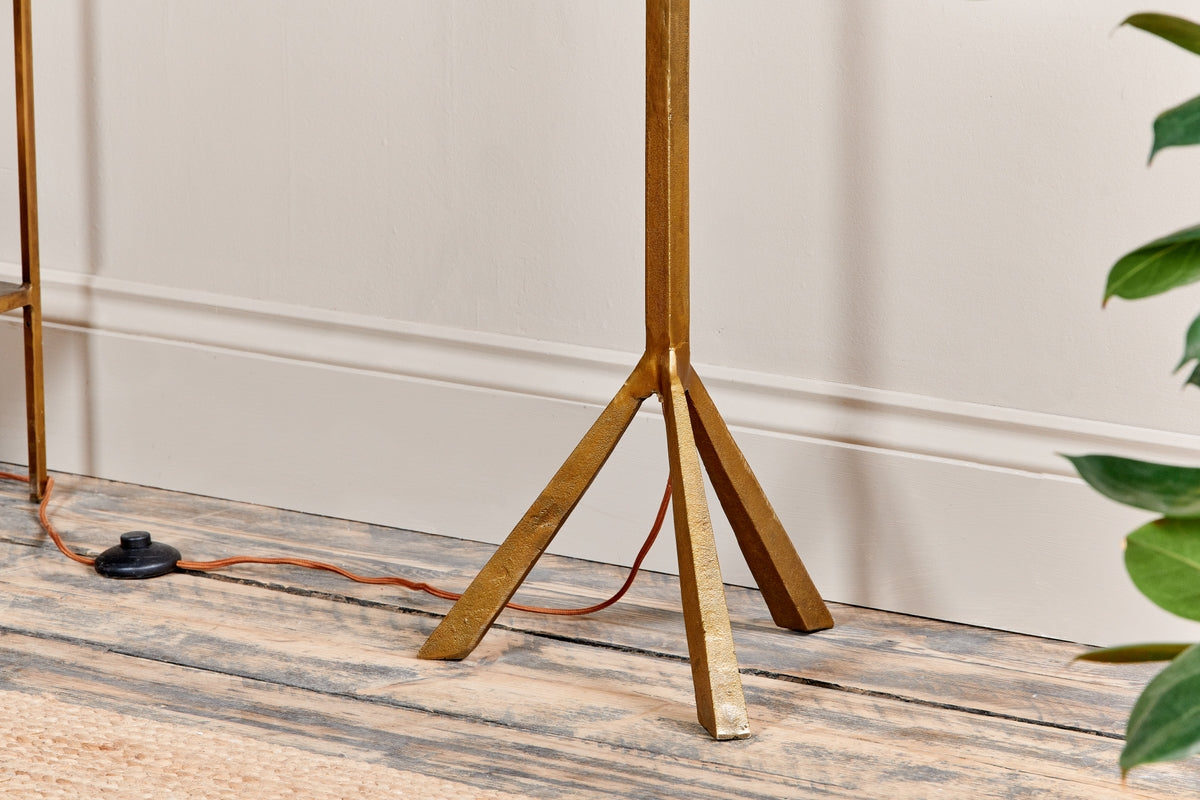 Nkuku Sahhil Metal Tripod Floor Lamp Antique Brass – from Amos Lighting + Home