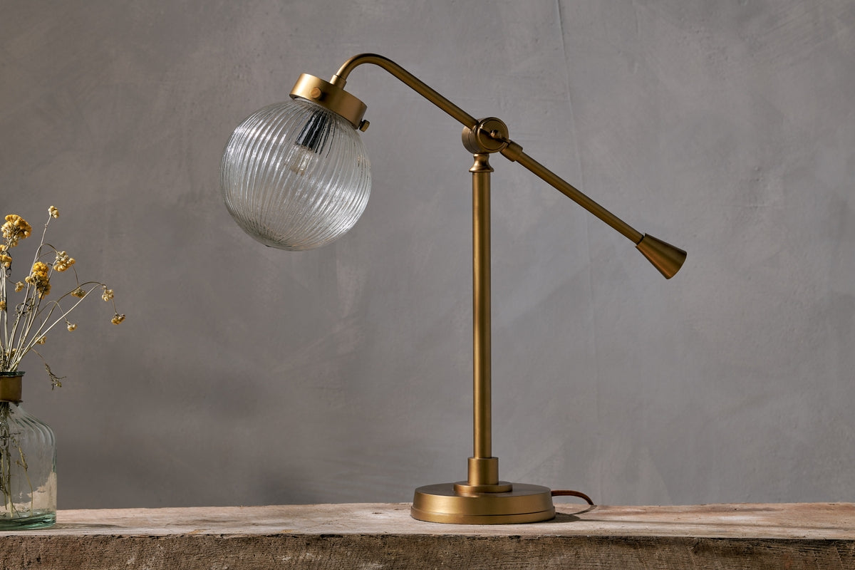 Nkuku Sengol Recycled Glass Desk Lamp Antique Brass – from Amos Lighting + Home