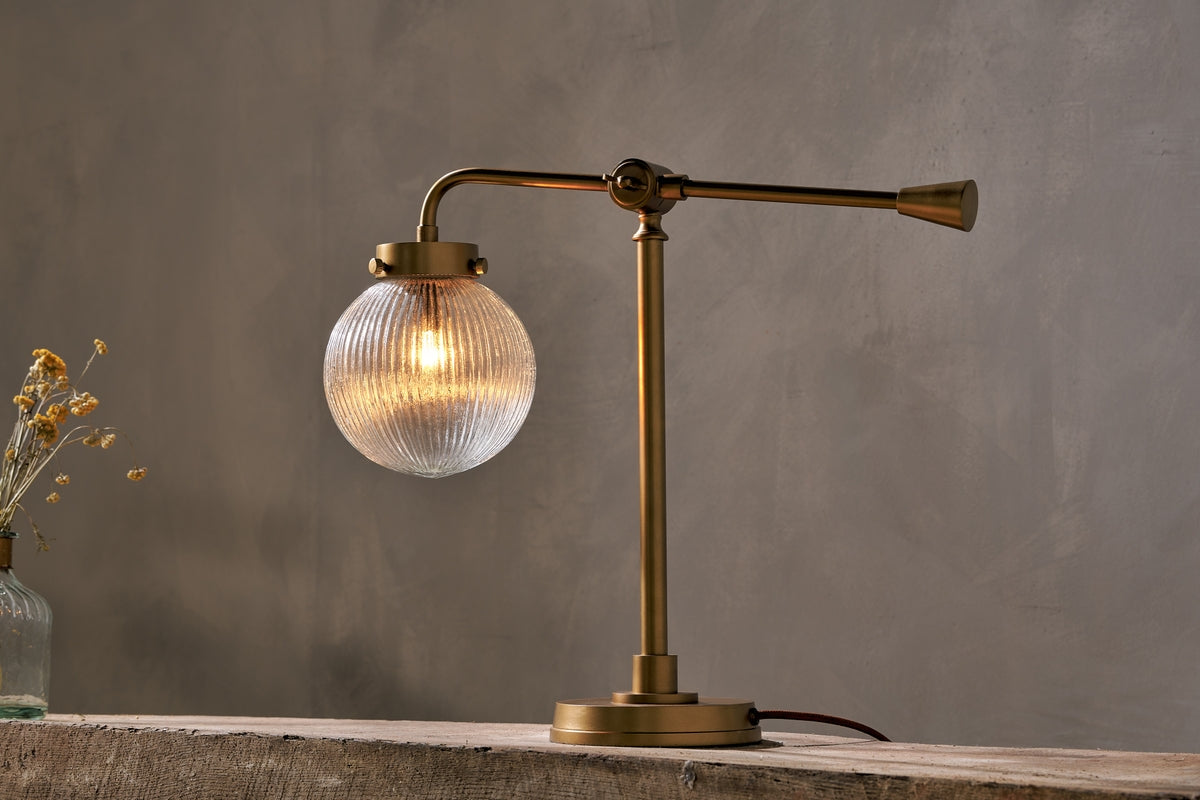 Nkuku Sengol Recycled Glass Desk Lamp Antique Brass – from Amos Lighting + Home