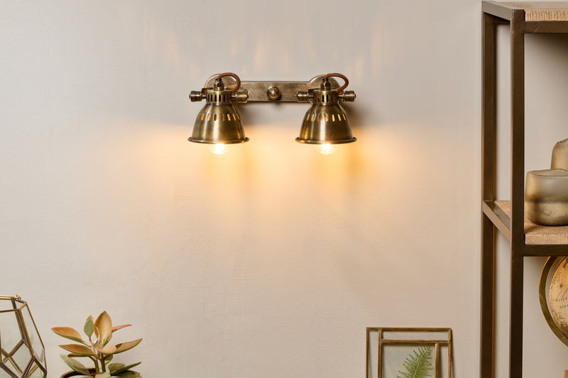 Nkuku Tubu Brass Double Spot Light Antique Brass Finish – from Amos Lighting + Home
