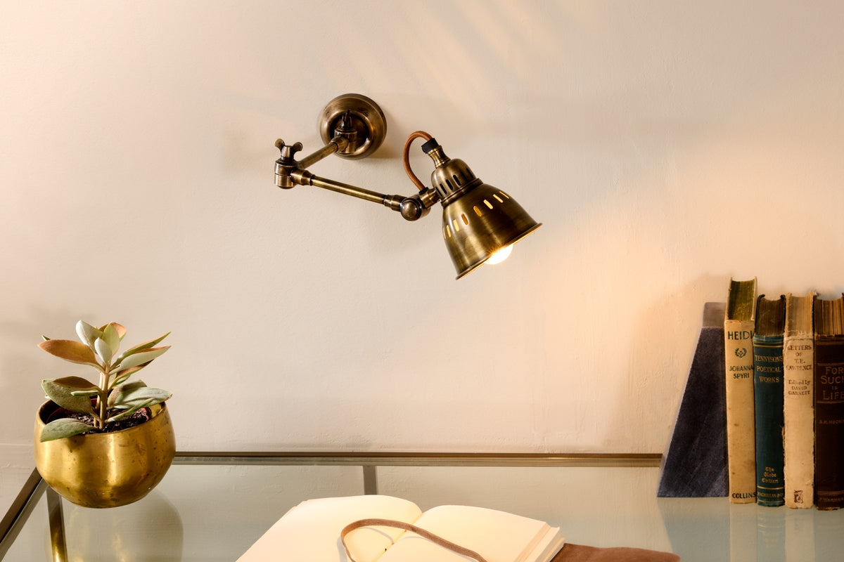 Nkuku Tubu Brass Extendable Wall Light Antique Brass Finish – from Amos Lighting + Home