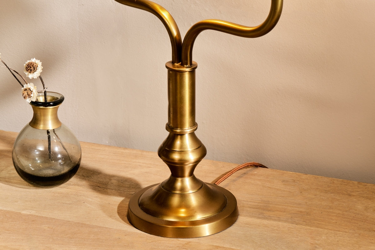 Nkuku Ulani Vintage Bankers Desk Lamp Antique Brass & Clear – from Amos Lighting + Home