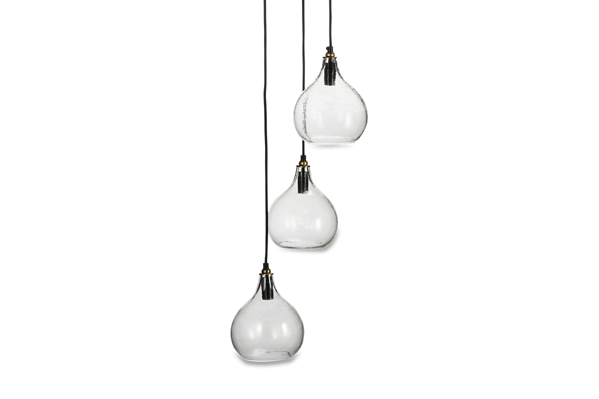 Nkuku Ziva 3 Light Recycled Clear Glass Cluster Pendant – from Amos Lighting + Home