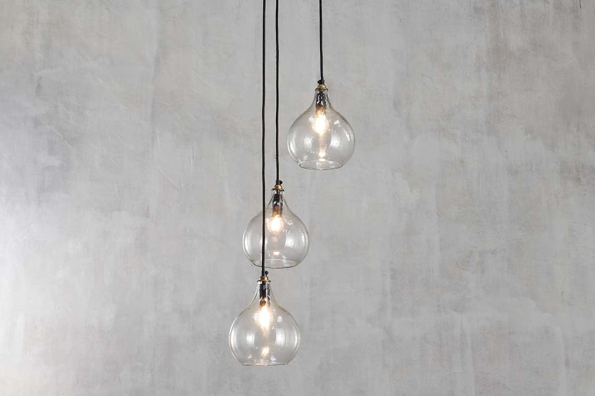 Nkuku Ziva 3 Light Recycled Clear Glass Cluster Pendant – from Amos Lighting + Home