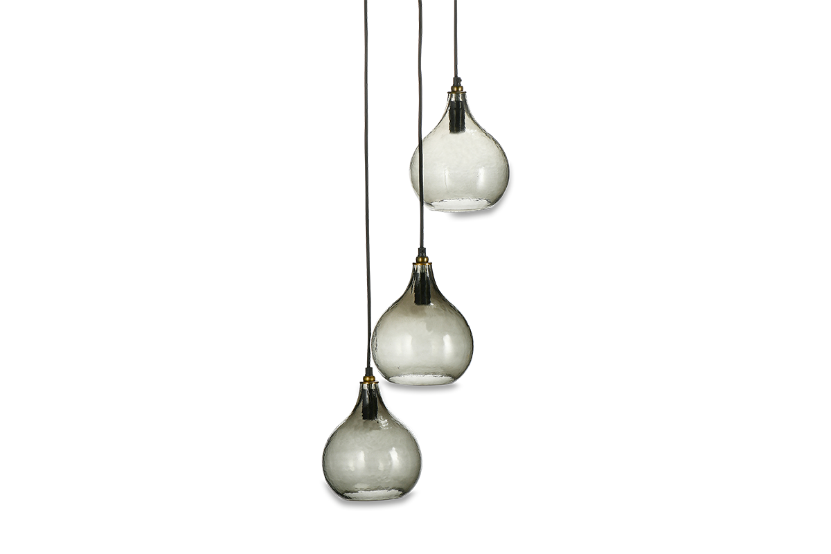Nkuku Ziva 3 Light Recycled Green Smoke Glass Cluster Pendant – from Amos Lighting + Home