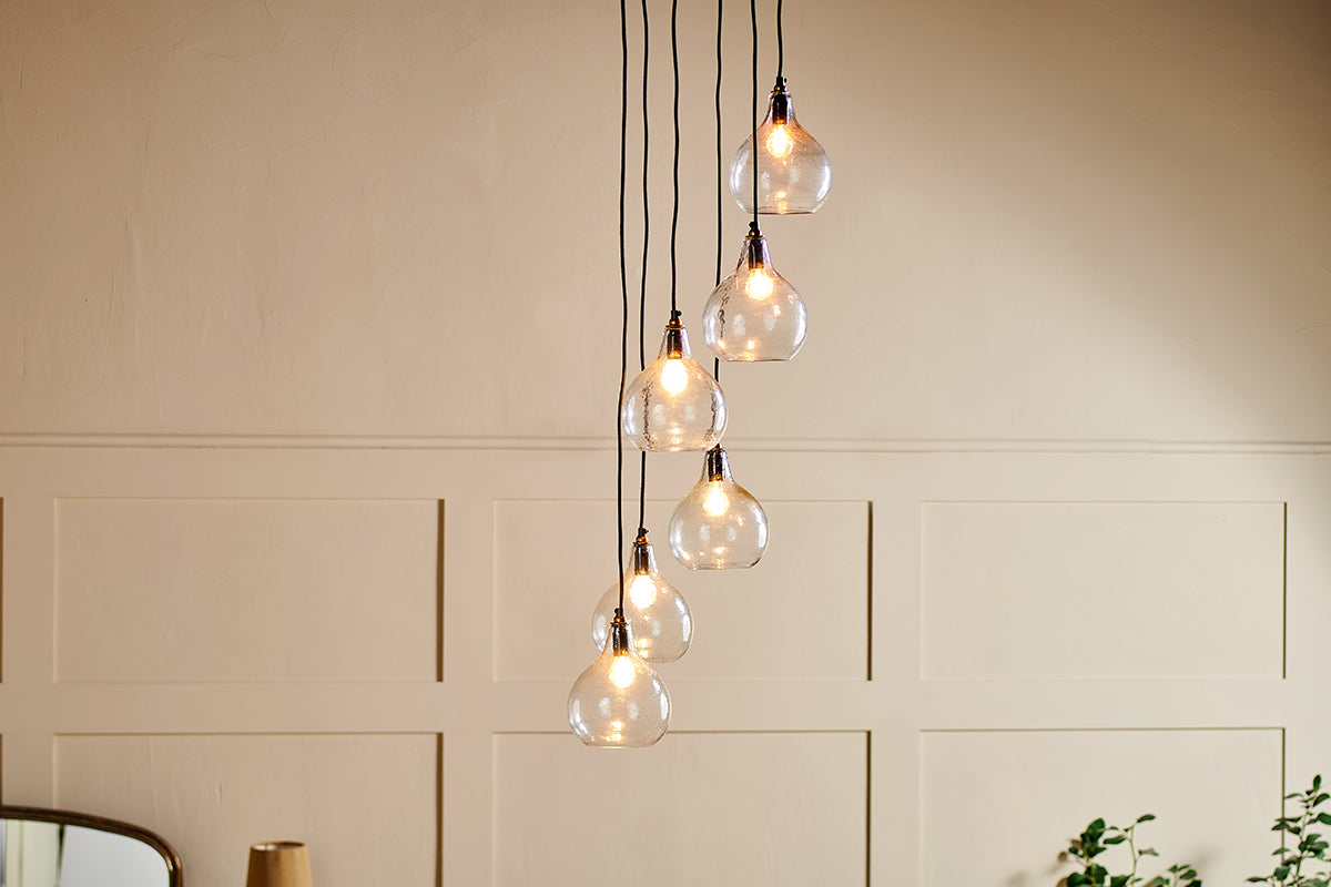 Nkuku Ziva 6 Light Recycled Clear Glass Cluster Pendant – from Amos Lighting + Home