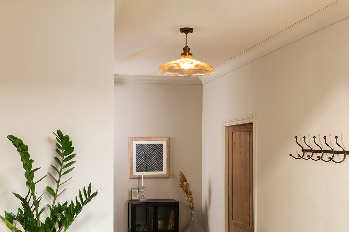 Nkuku Zowie Recycled Ribbed Glass Ceiling Light Large – from Amos Lighting + Home