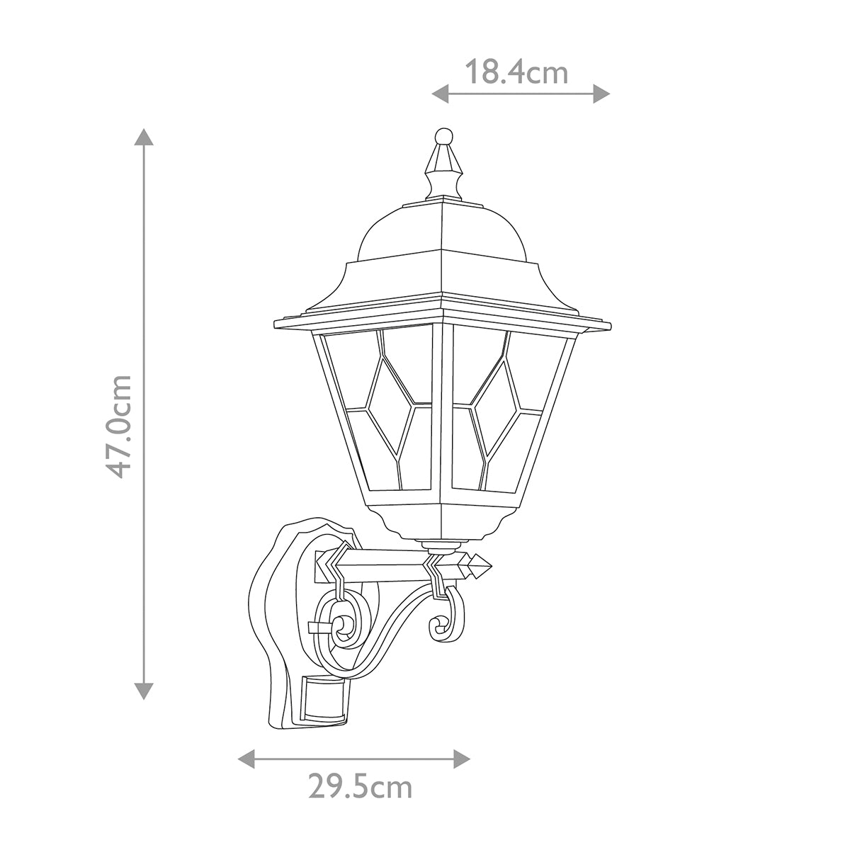 Elstead Norfolk 1 Light Up Wall Lantern with PIR