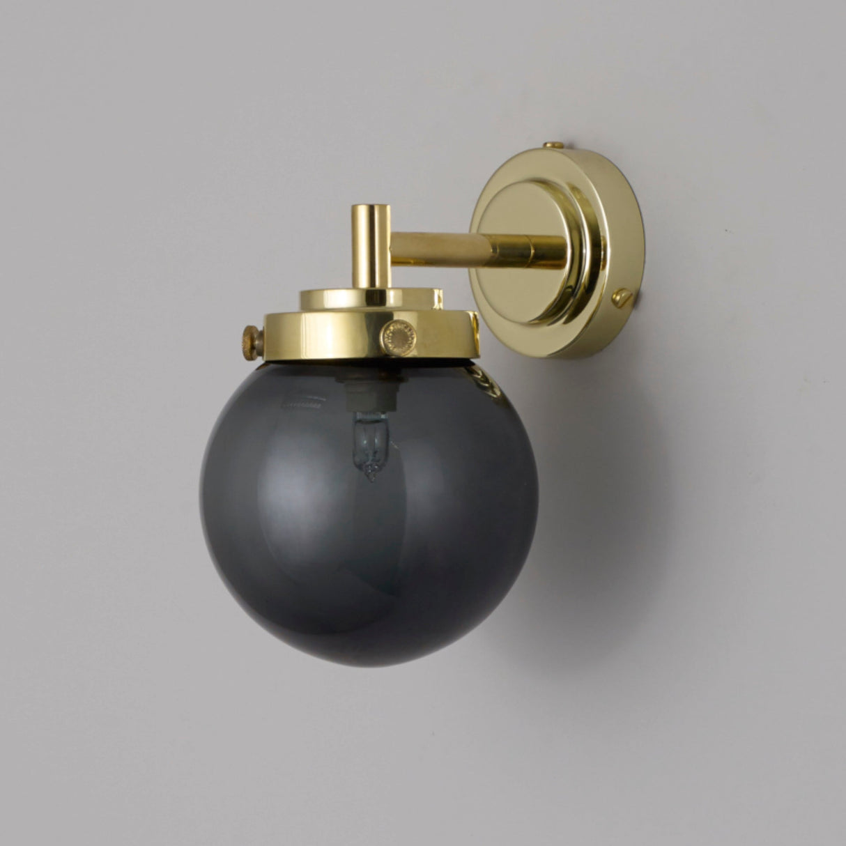 Original BTC Globe Bathroom Wall Light Anthracite & Brass IP44 – from Amos Lighting + Home