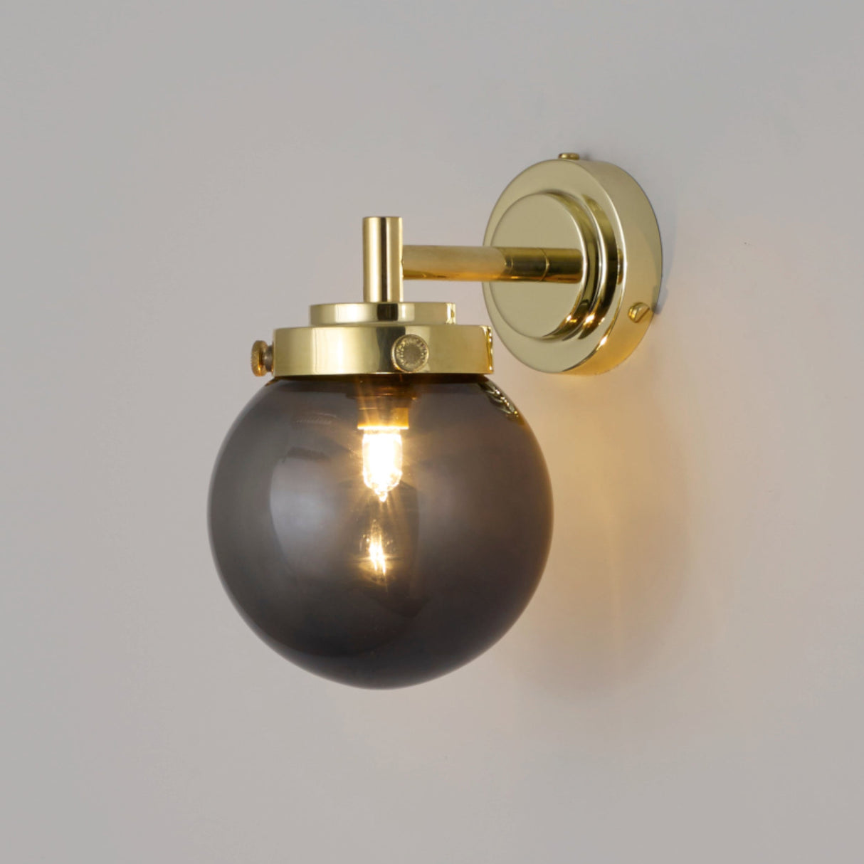 Original BTC Globe Bathroom Wall Light Anthracite & Brass IP44 – from Amos Lighting + Home