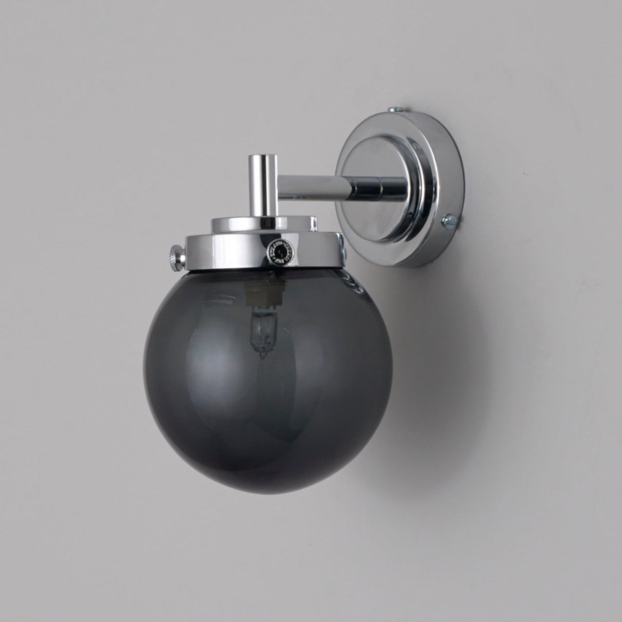 Original BTC Globe Bathroom Wall Light Anthracite & Chrome IP44 – from Amos Lighting + Home