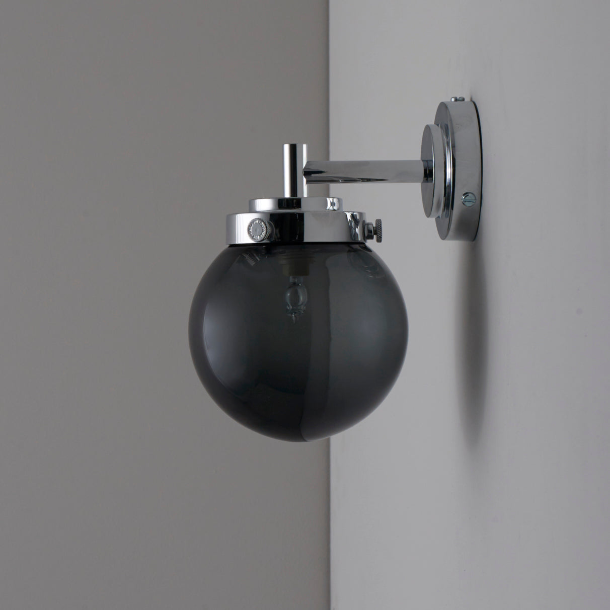 Original BTC Globe Bathroom Wall Light Anthracite & Chrome IP44 – from Amos Lighting + Home