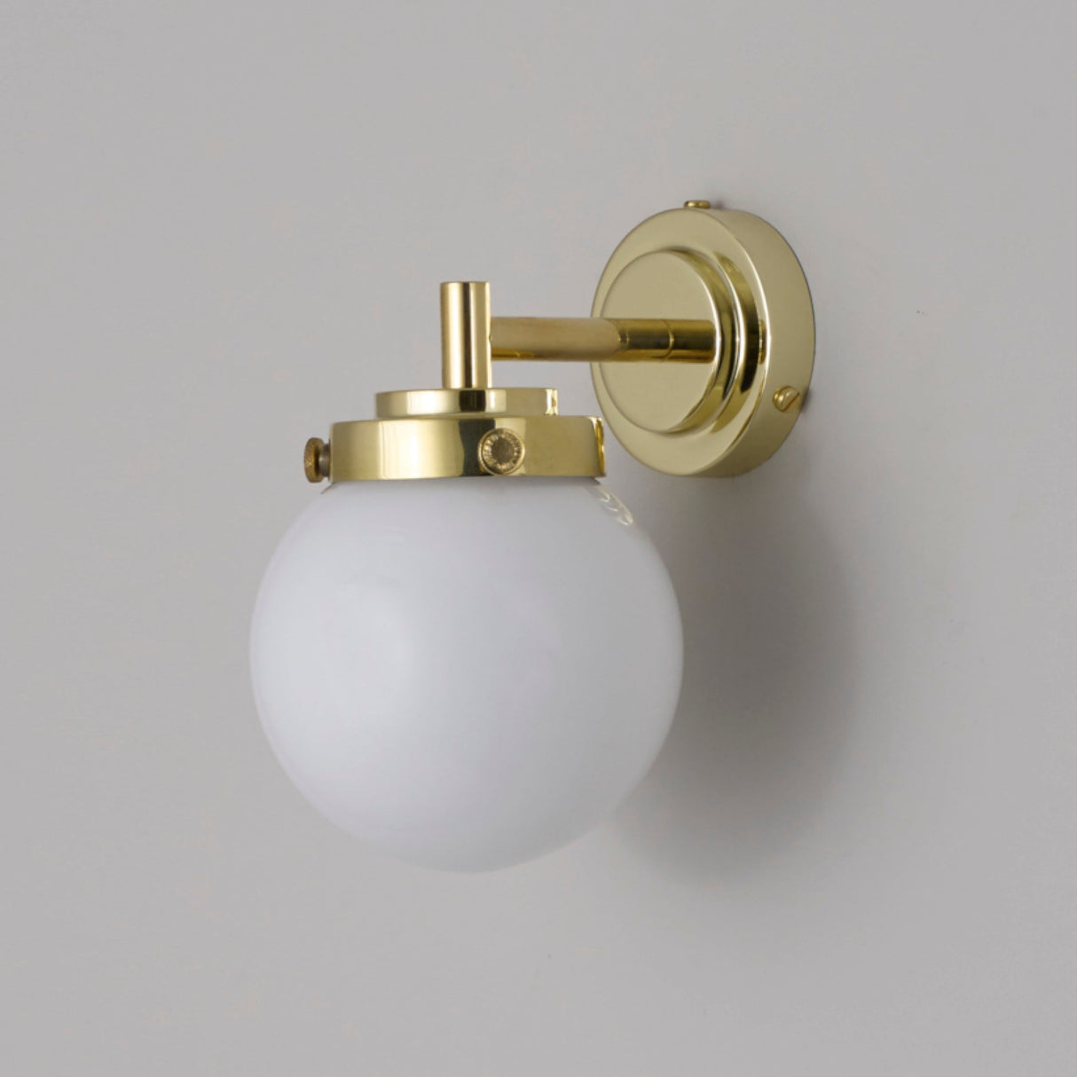 Original BTC Globe Bathroom Wall Light Opal & Brass IP44 – from Amos Lighting + Home