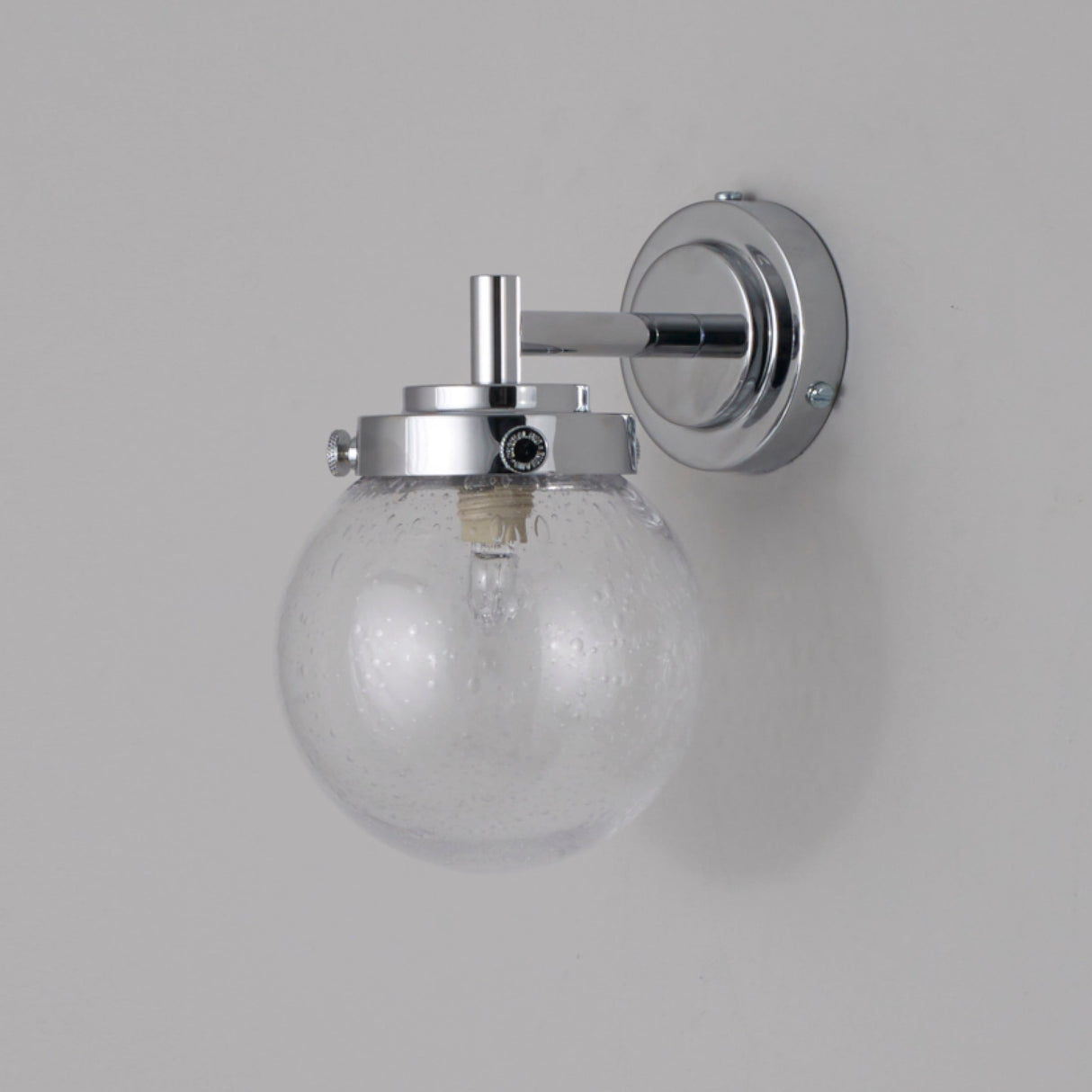 Original BTC Globe Bathroom Wall Light Seedy Glass & Chrome IP44 – from Amos Lighting + Home