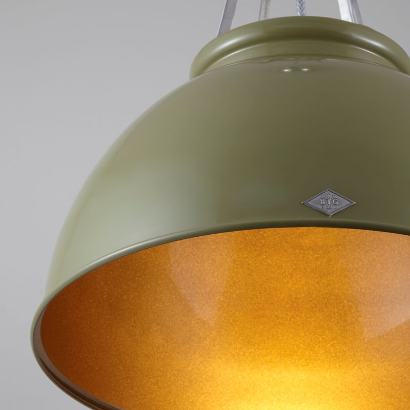 Original BTC Titan Size 1 Pendant, Olive Green with Bronze Interior – from Amos Lighting + Home
