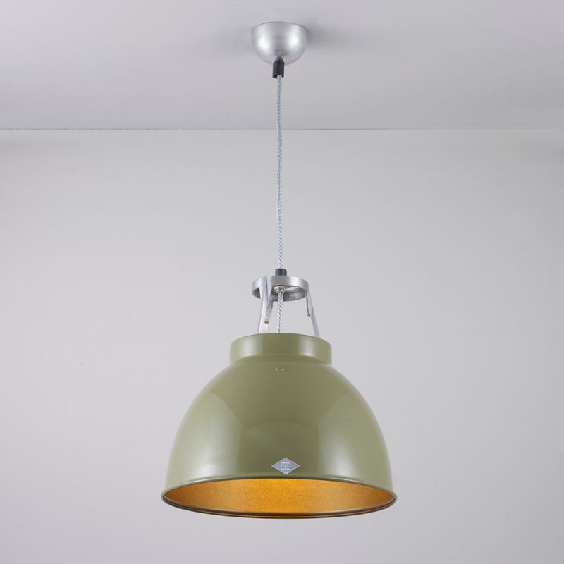 Original BTC Titan Size 1 Pendant, Olive Green with Bronze Interior – from Amos Lighting + Home