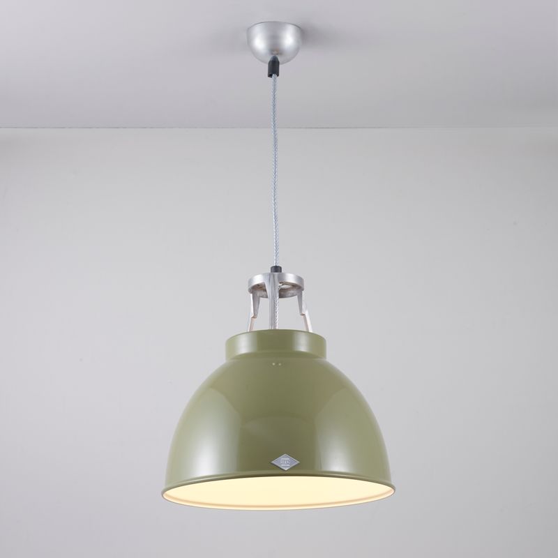 Original BTC Titan Size 1 Pendant, Olive Green with White Interior – from Amos Lighting + Home