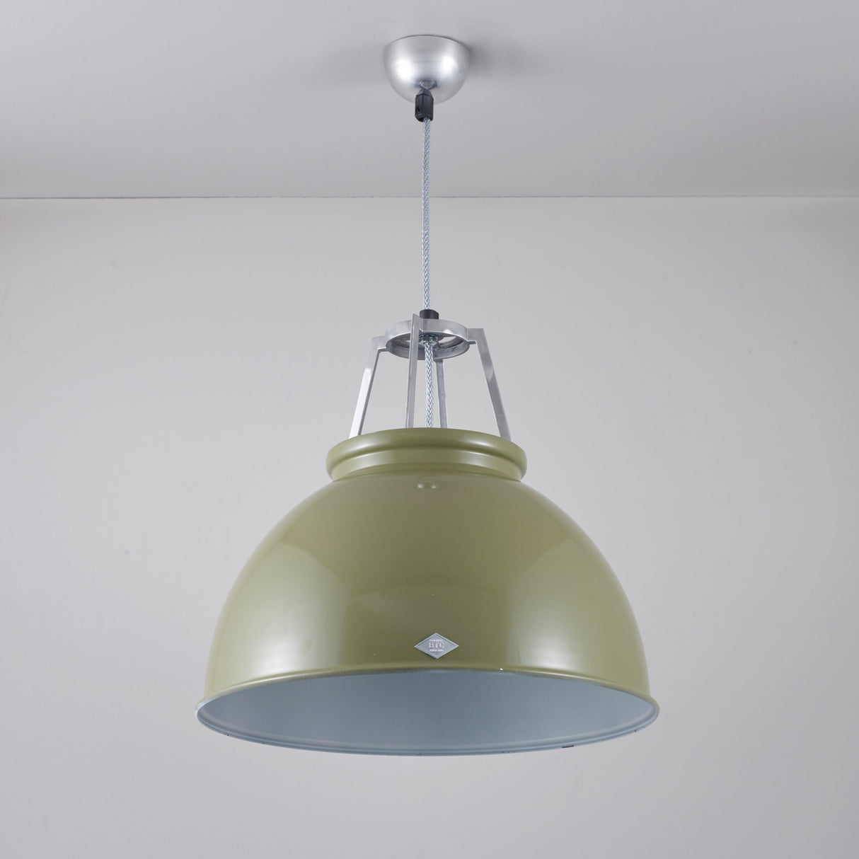 Original BTC Titan Size 3 Pendant, Olive Green with White Interior – from Amos Lighting + Home