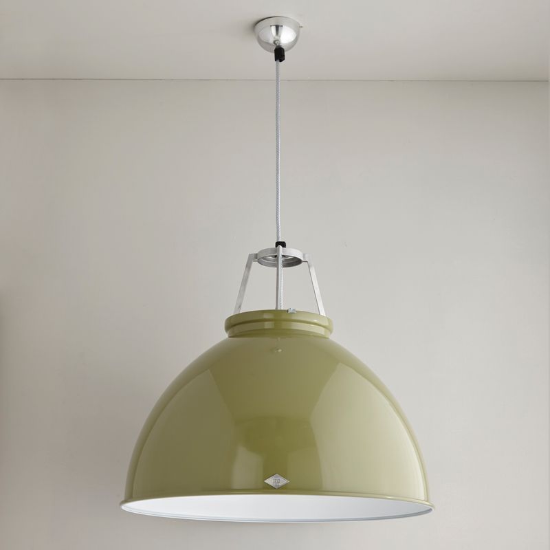 Original BTC Titan Size 5 Pendant, Olive Green with White Interior – from Amos Lighting + Home