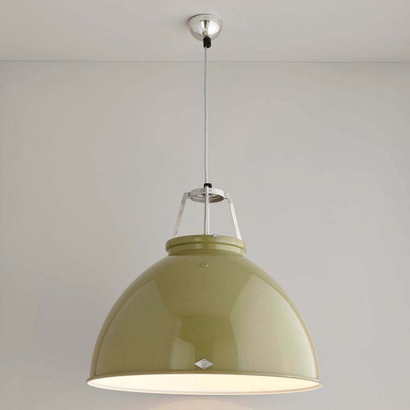Original BTC Titan Size 5 Pendant, Olive Green with White Interior – from Amos Lighting + Home