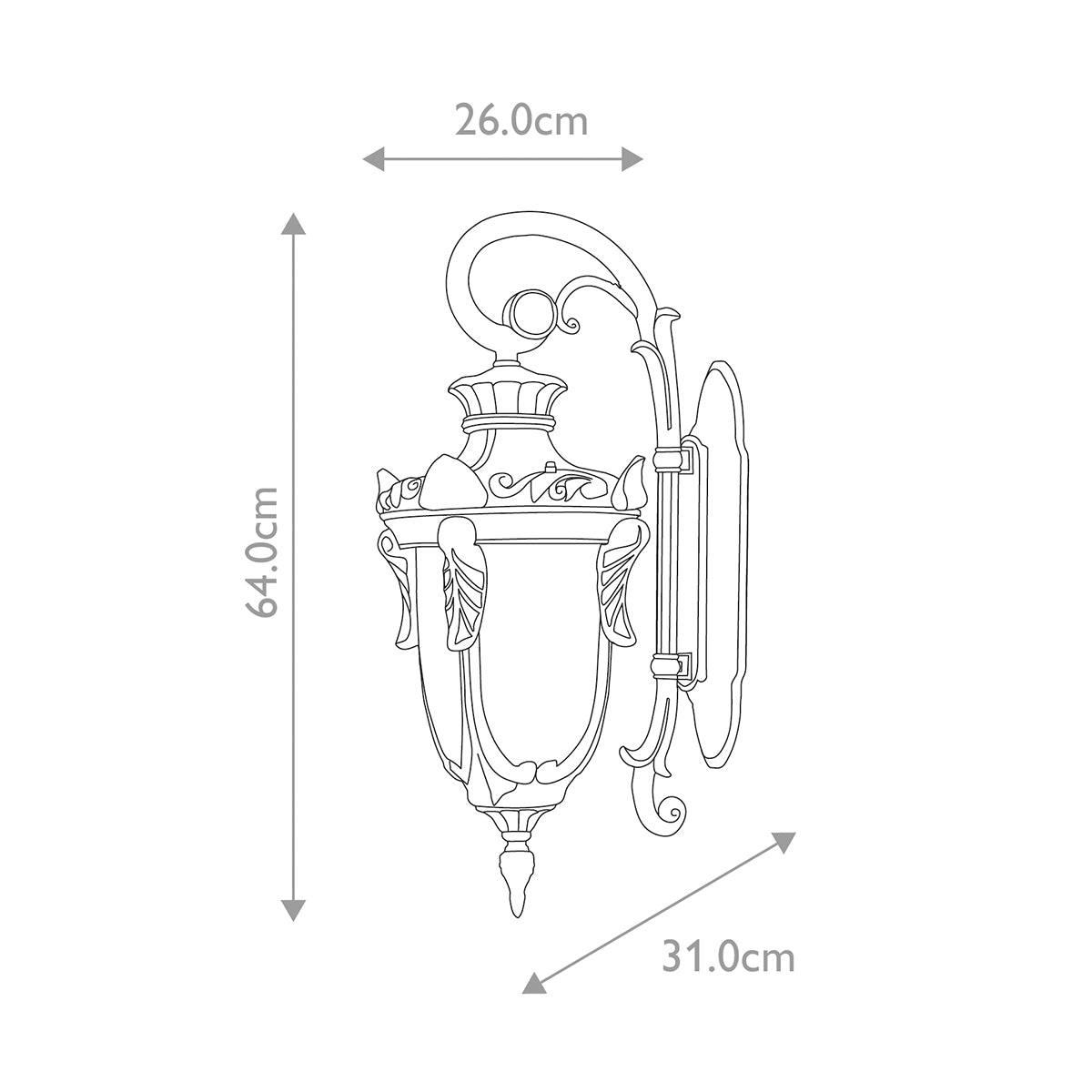 Elstead Philadelphia 3 Light Large Down Wall Lantern