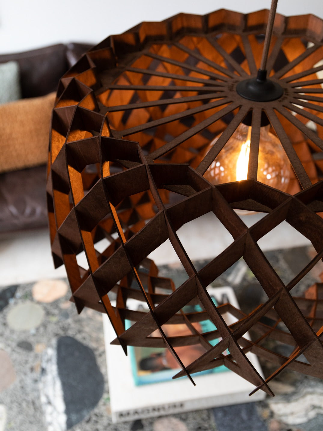 Pilke Signature 60 Pendant Walnut – from Amos Lighting + Home