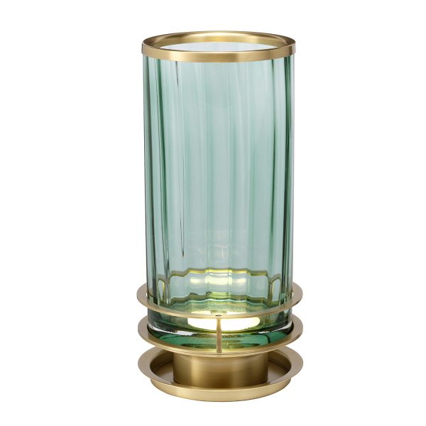 Quintiesse Arno Table Lamp Green & Aged Brass – from Amos Lighting + Home