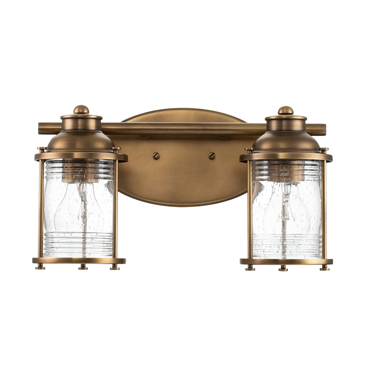 Quintiesse Ashlandbay Double Bathroom Wall Light Natural Brass IP44 – from Amos Lighting + Home
