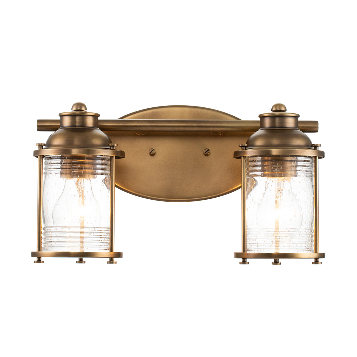 Quintiesse Ashlandbay Double Bathroom Wall Light Natural Brass IP44 – from Amos Lighting + Home