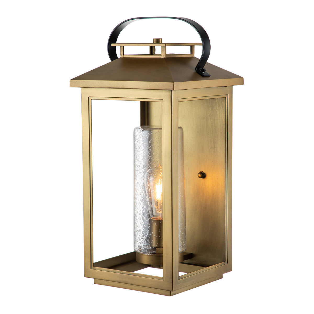 Quintiesse Atwater Large Wall Lantern, Painted Distressed Brass IP44 – from Amos Lighting + Home